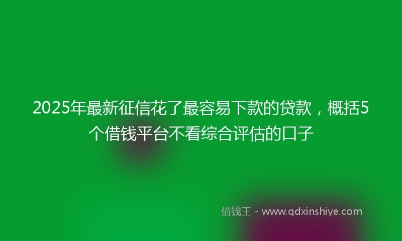 2025年最新征信花了最容易下款的贷款，概括5个借钱平台不看综合评估的口子