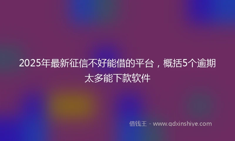 2025年最新征信不好能借的平台，概括5个逾期太多能下款软件