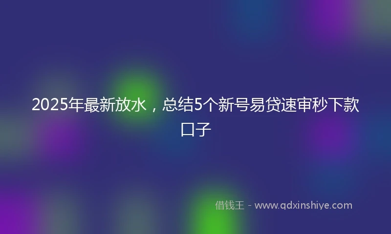 2025年最新放水，总结5个新号易贷速审秒下款口子