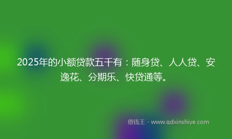 2025年的小额贷款五千有：随身贷、人人贷、安逸花、分期乐、快贷通等。