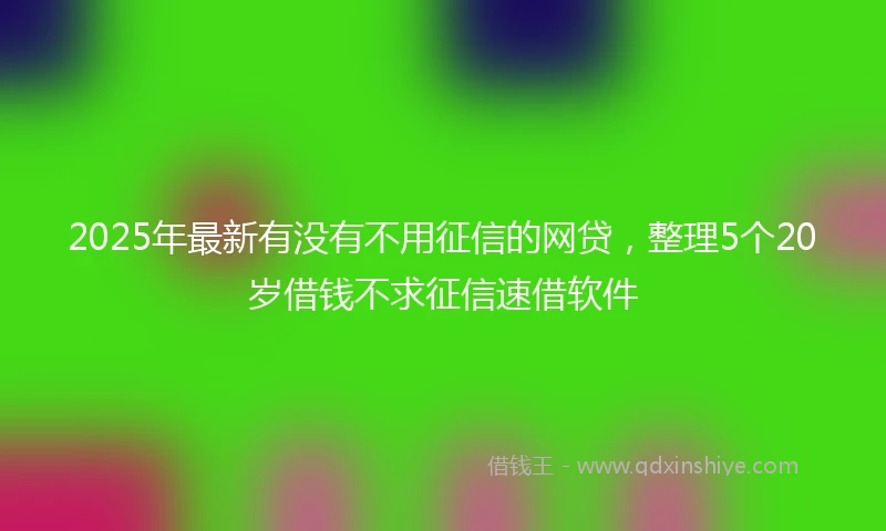 2025年最新有没有不用征信的网贷，整理5个20岁借钱不求征信速借软件