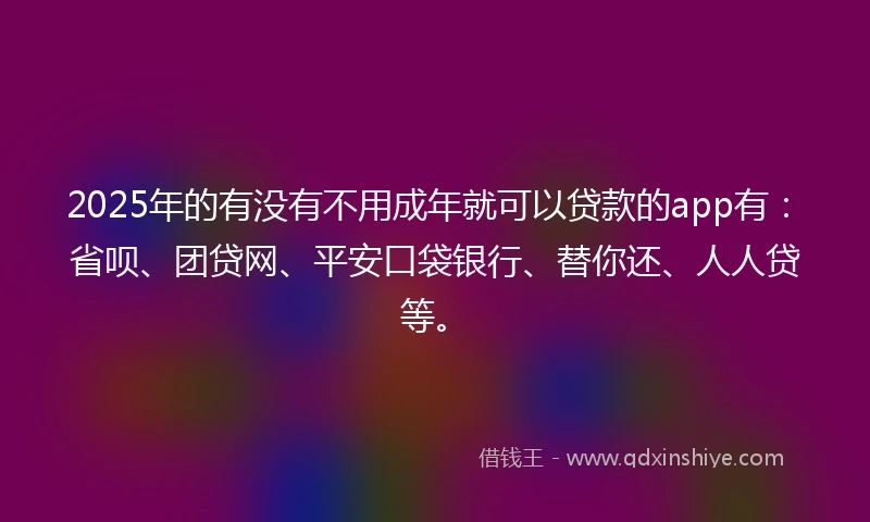2025年的有没有不用成年就可以贷款的app有：省呗、团贷网、平安口袋银行、替你还、人人贷等。
