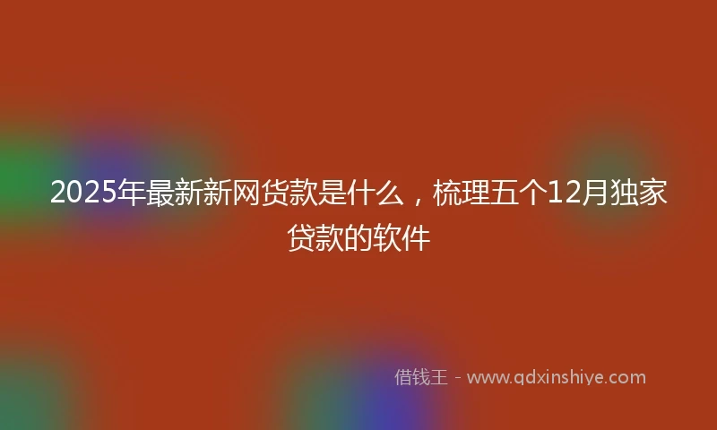 2025年最新新网货款是什么，梳理五个12月独家贷款的软件