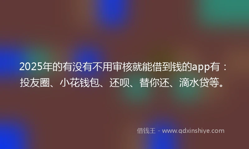2025年的有没有不用审核就能借到钱的app有：投友圈、小花钱包、还呗、替你还、滴水贷等。