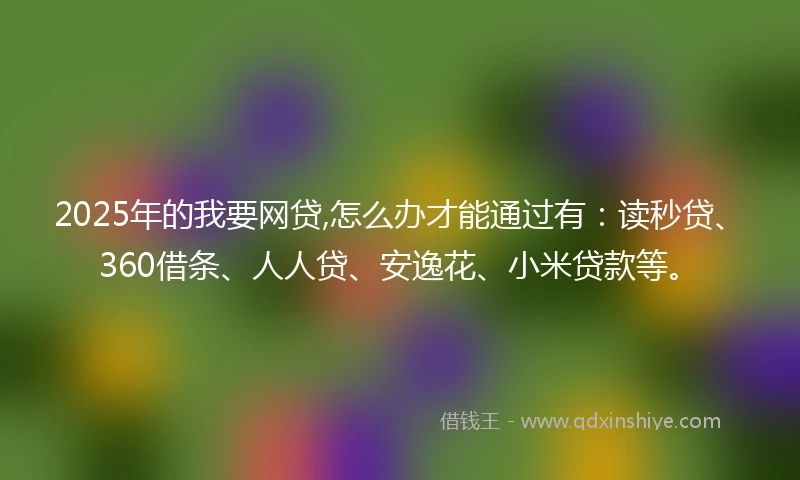 2025年的我要网贷,怎么办才能通过有：读秒贷、360借条、人人贷、安逸花、小米贷款等。