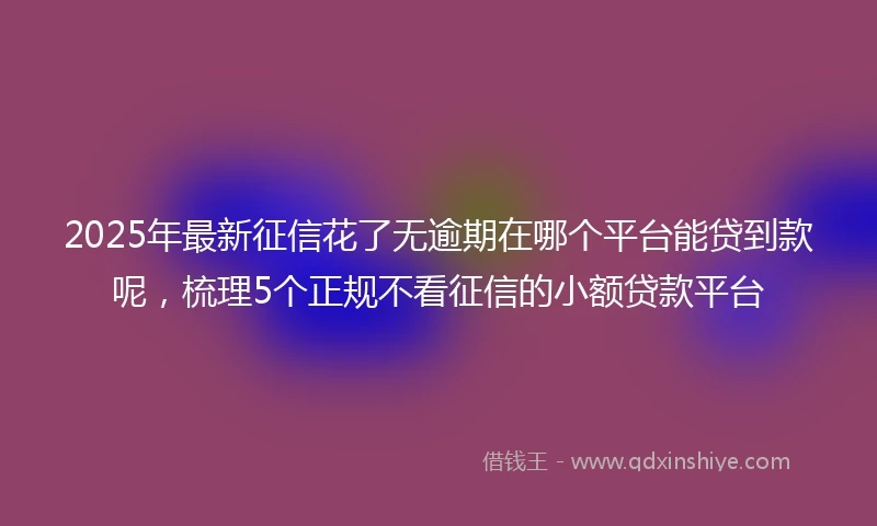 2025年最新征信花了无逾期在哪个平台能贷到款呢，梳理5个正规不看征信的小额贷款平台