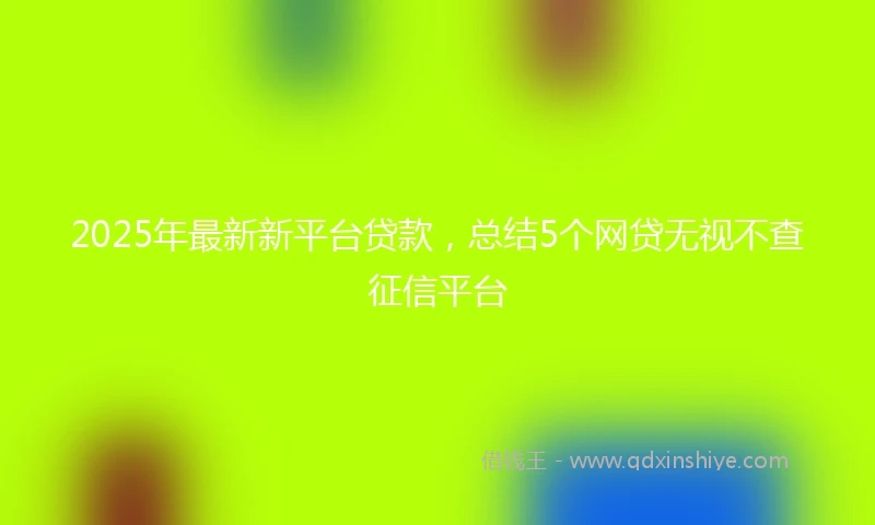 2025年最新新平台贷款，总结5个网贷无视不查征信平台