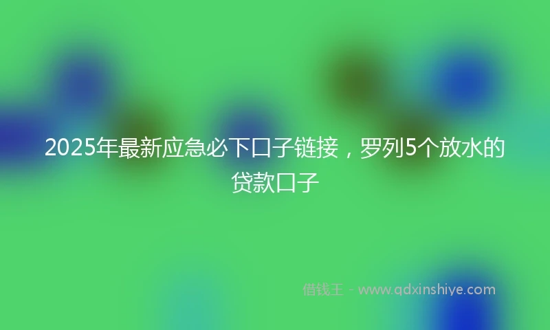 2025年最新应急必下口子链接，罗列5个放水的贷款口子