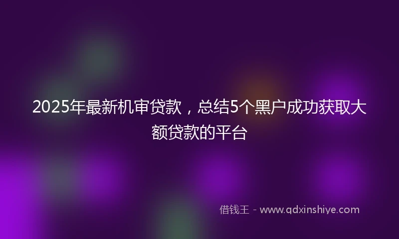 2025年最新机审贷款，总结5个黑户成功获取大额贷款的平台