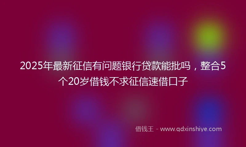 2025年最新征信有问题银行贷款能批吗，整合5个20岁借钱不求征信速借口子