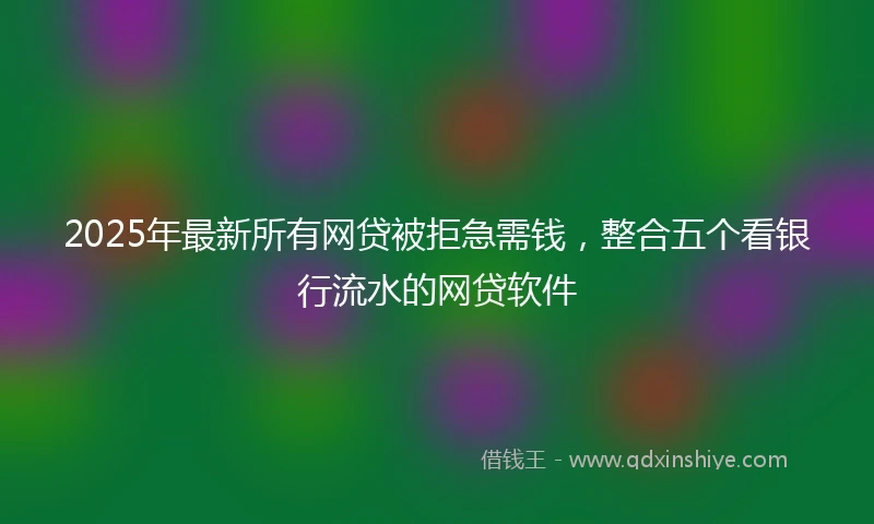 2025年最新所有网贷被拒急需钱，整合五个看银行流水的网贷软件
