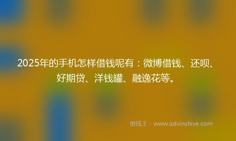2025年的手机怎样借钱呢有：微博借钱、还呗、好期贷、洋钱罐、融逸花等。