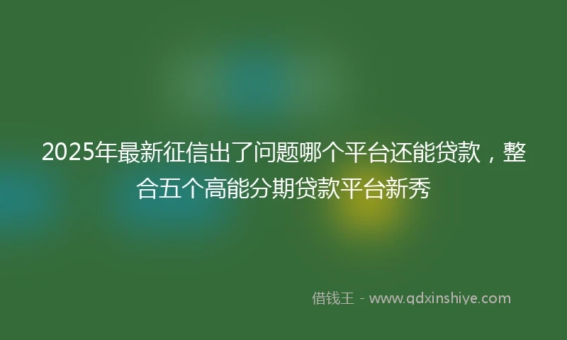 2025年最新征信出了问题哪个平台还能贷款，整合五个高能分期贷款平台新秀