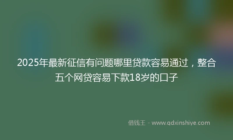2025年最新征信有问题哪里贷款容易通过，整合五个网贷容易下款18岁的口子