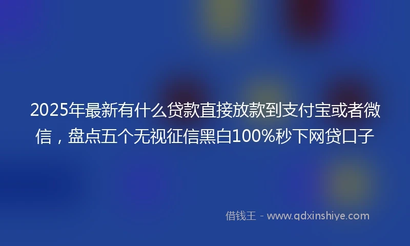 2025年最新有什么贷款直接放款到支付宝或者微信，盘点五个无视征信黑白100%秒下网贷口子