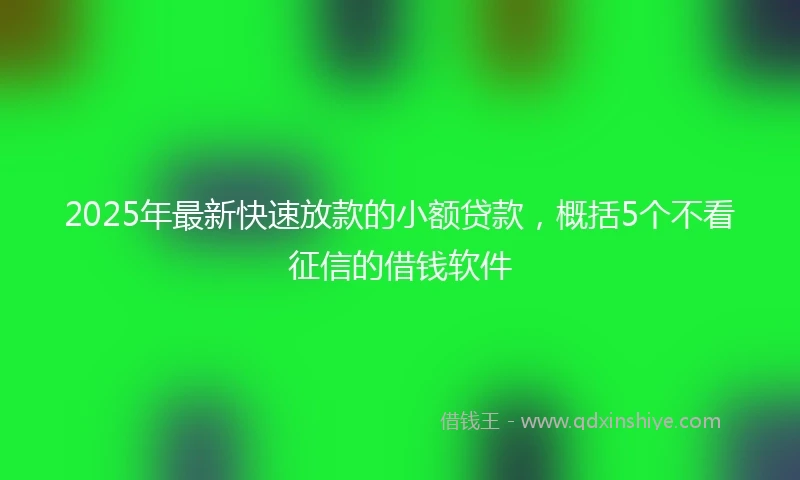 2025年最新快速放款的小额贷款，概括5个不看征信的借钱软件