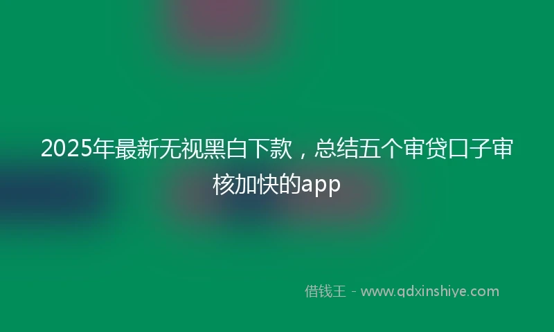 2025年最新无视黑白下款，总结五个审贷口子审核加快的app