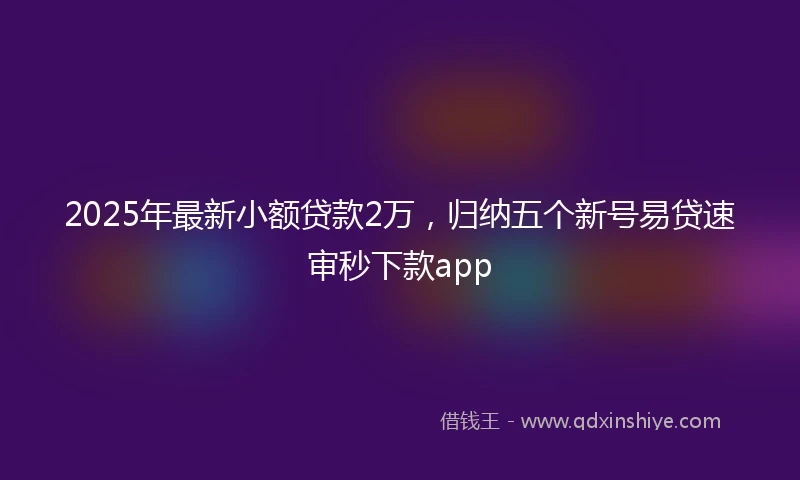 2025年最新小额贷款2万，归纳五个新号易贷速审秒下款app