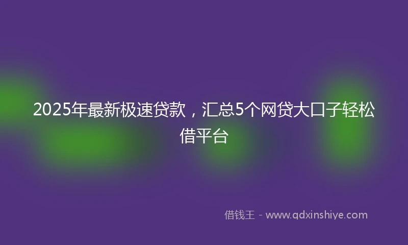 2025年最新极速贷款，汇总5个网贷大口子轻松借平台