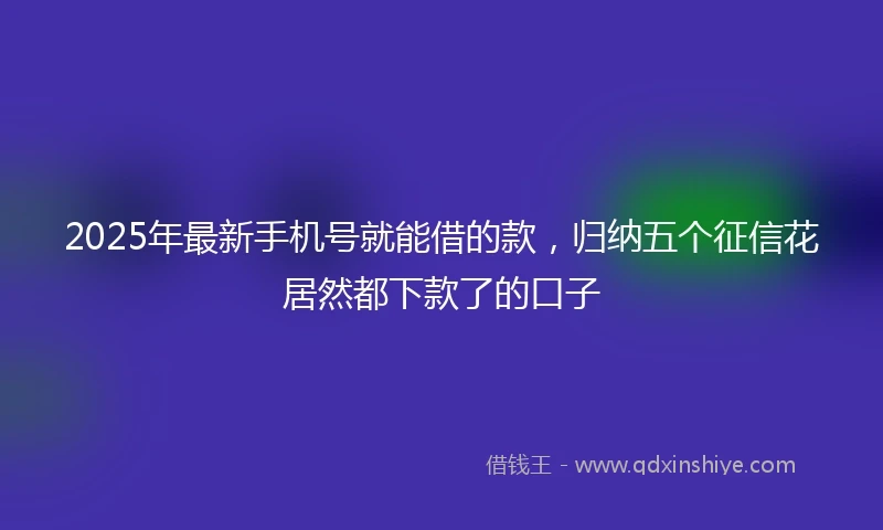 2025年最新手机号就能借的款，归纳五个征信花居然都下款了的口子