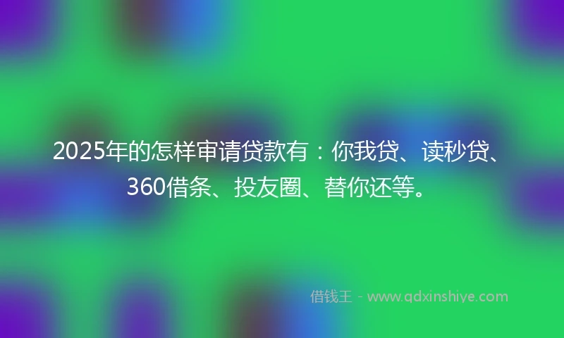 2025年的怎样审请贷款有：你我贷、读秒贷、360借条、投友圈、替你还等。