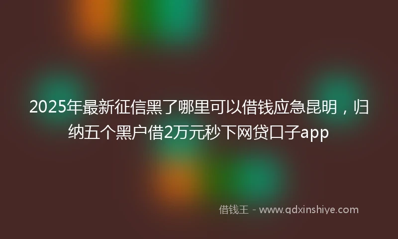 2025年最新征信黑了哪里可以借钱应急昆明，归纳五个黑户借2万元秒下网贷口子app
