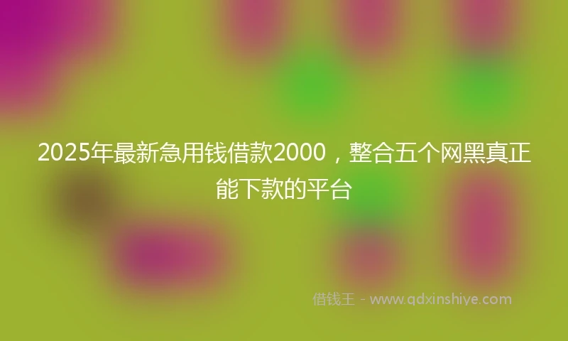2025年最新急用钱借款2000，整合五个网黑真正能下款的平台