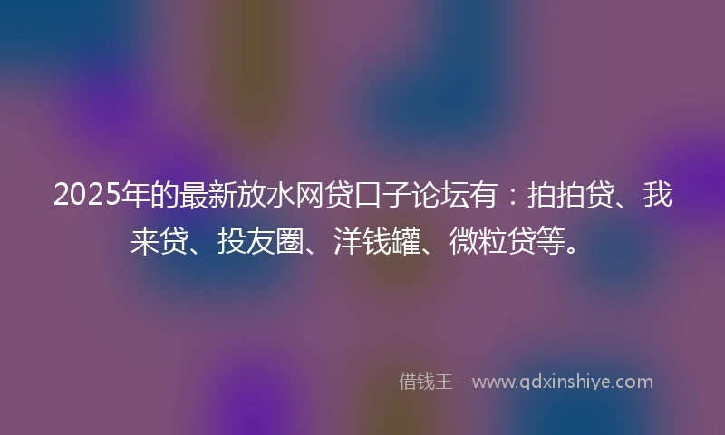 2025年的最新放水网贷口子论坛有：拍拍贷、我来贷、投友圈、洋钱罐、微粒贷等。