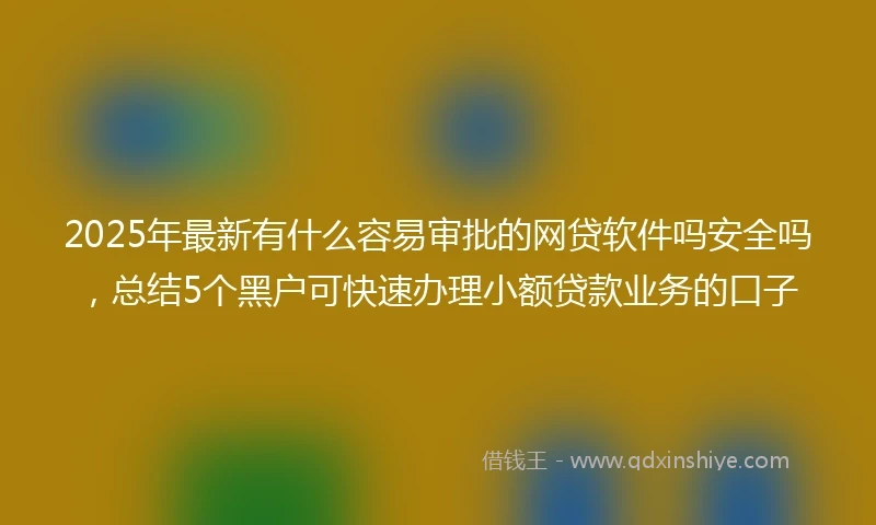 2025年最新有什么容易审批的网贷软件吗安全吗，总结5个黑户可快速办理小额贷款业务的口子