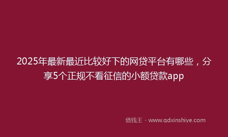 2025年最新最近比较好下的网贷平台有哪些，分享5个正规不看征信的小额贷款app