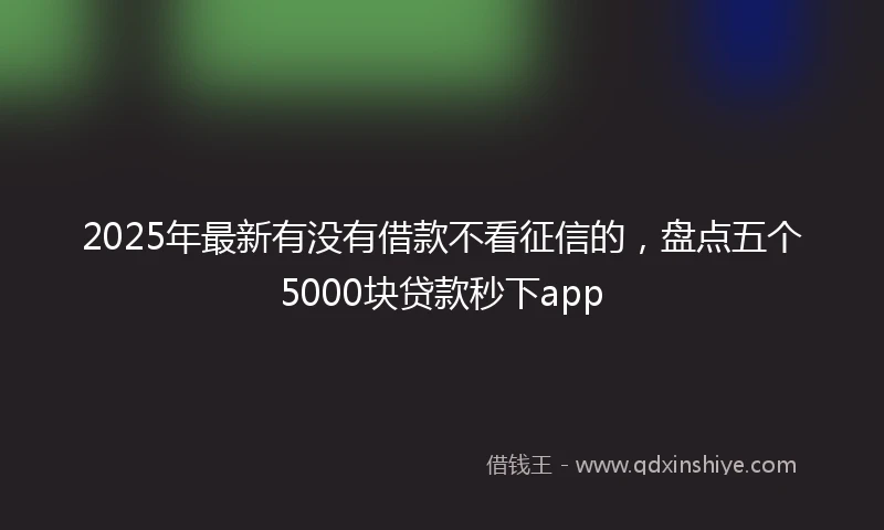 2025年最新有没有借款不看征信的,盘点五个5000块贷款秒下app