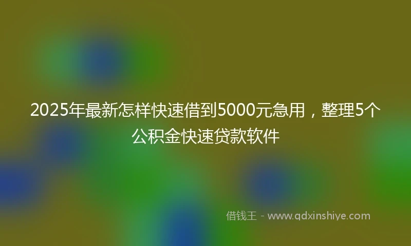 2025年最新怎样快速借到5000元急用，整理5个公积金快速贷款软件
