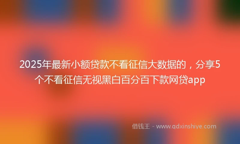 2025年最新小额贷款不看征信大数据的，分享5个不看征信无视黑白百分百下款网贷app