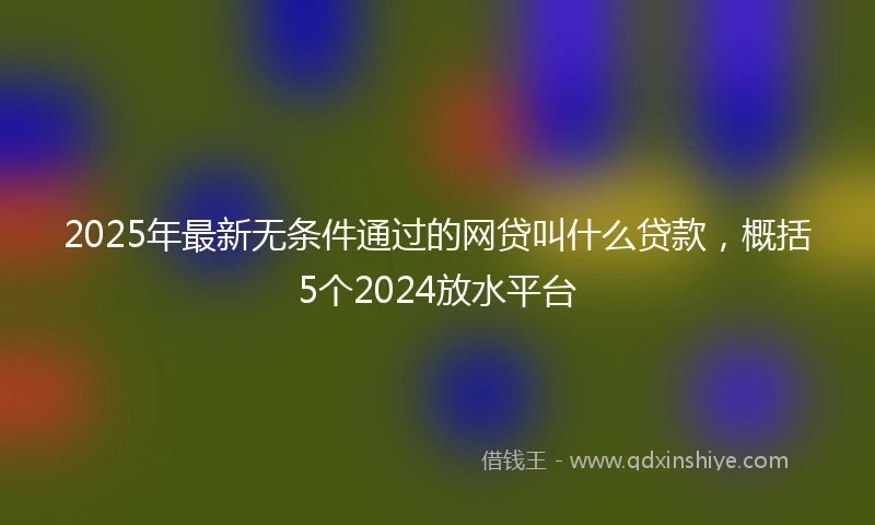 2025年最新无条件通过的网贷叫什么贷款，概括5个2024放水平台