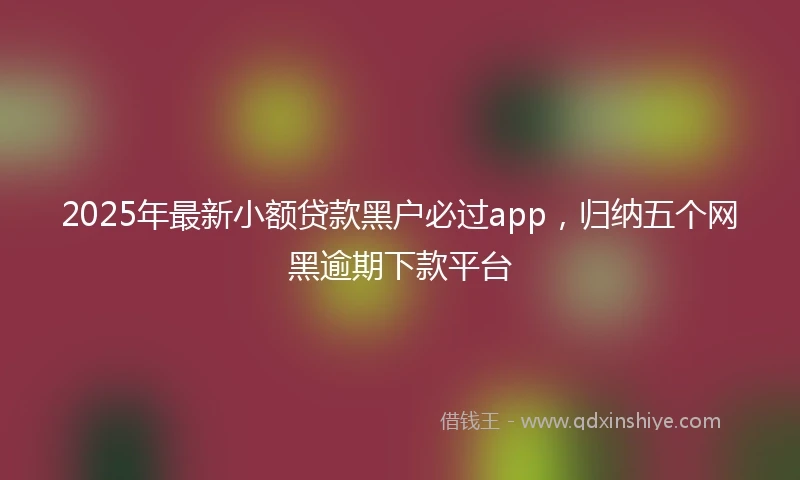 2025年最新小额贷款黑户必过app，归纳五个网黑逾期下款平台