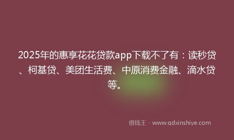 2025年的惠享花花贷款app下载不了有：读秒贷、柯基贷、美团生活费、中原消费金融、滴水贷等。