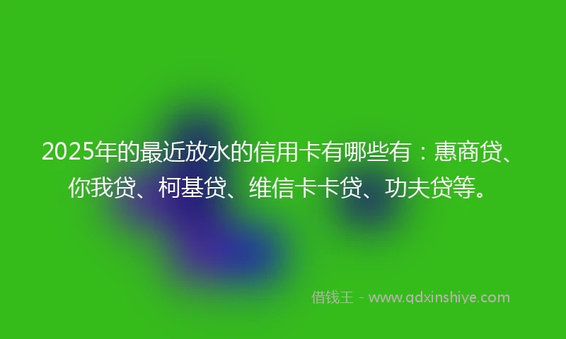 2025年的最近放水的信用卡有哪些有：惠商贷、你我贷、柯基贷、维信卡卡贷、功夫贷等。