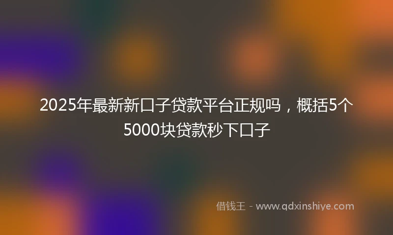 2025年最新新口子贷款平台正规吗，概括5个5000块贷款秒下口子