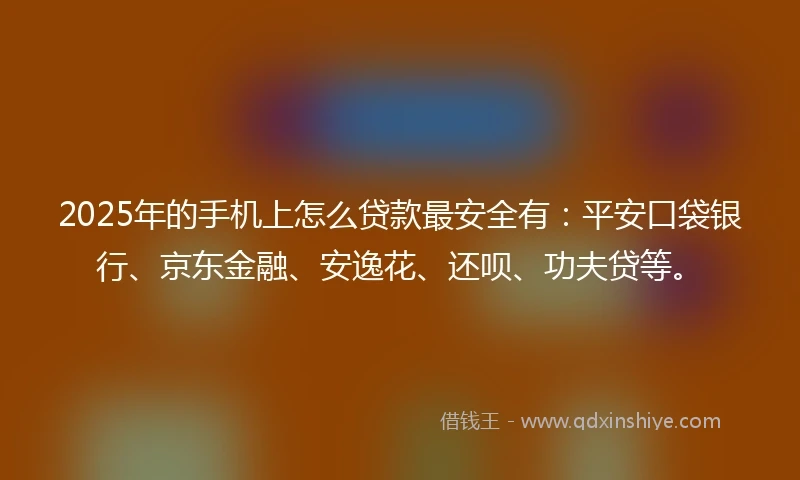 2025年的手机上怎么贷款最安全有：平安口袋银行、京东金融、安逸花、还呗、功夫贷等。