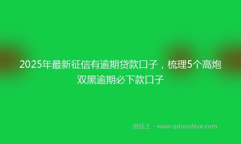 2025年最新征信有逾期贷款口子，梳理5个高炮双黑逾期必下款口子