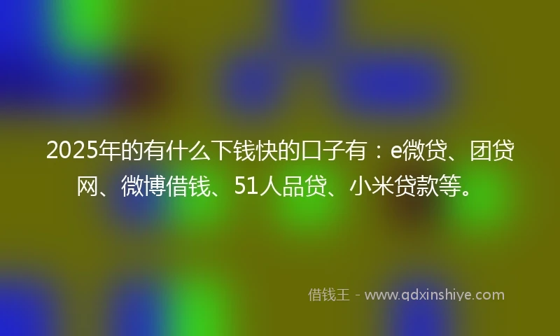 2025年的有什么下钱快的口子有：e微贷、团贷网、微博借钱、51人品贷、小米贷款等。