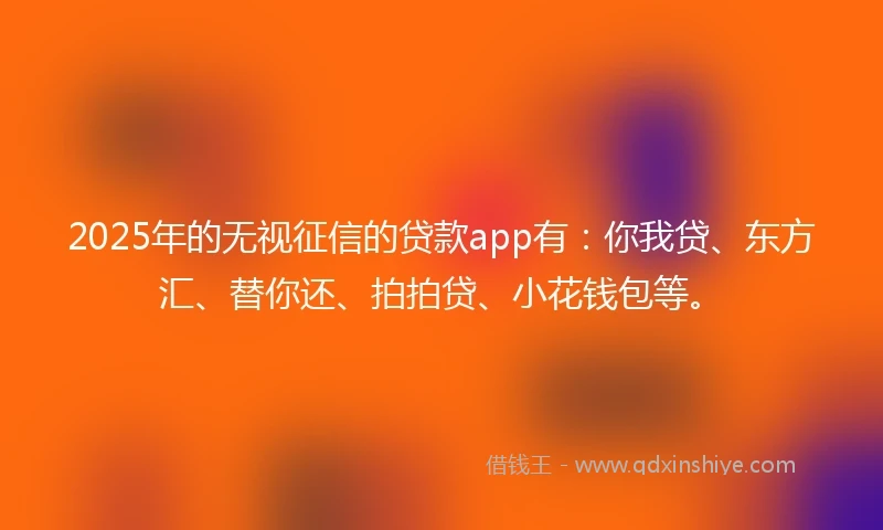 2025年的无视征信的贷款app有：你我贷、东方汇、替你还、拍拍贷、小花钱包等。