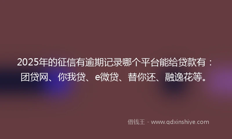2025年的征信有逾期记录哪个平台能给贷款有：团贷网、你我贷、e微贷、替你还、融逸花等。