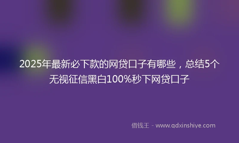 2025年最新必下款的网贷口子有哪些，总结5个无视征信黑白100%秒下网贷口子