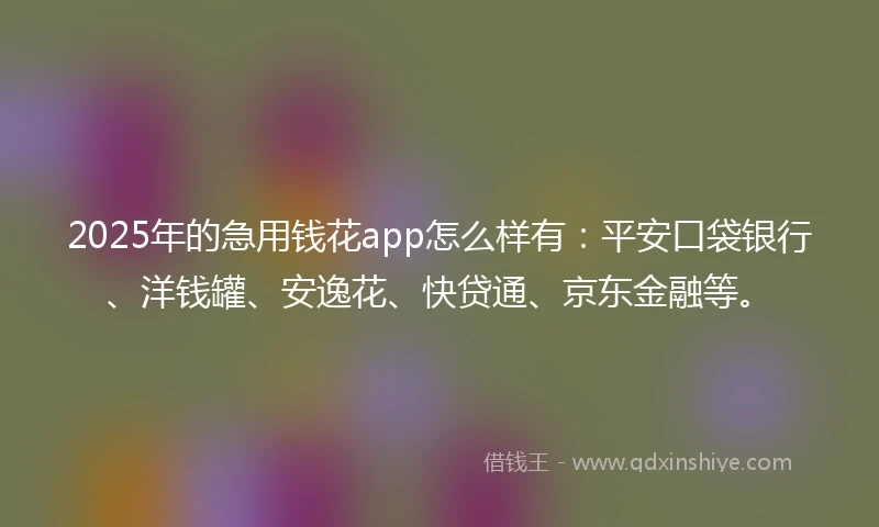 2025年的急用钱花app怎么样有：平安口袋银行、洋钱罐、安逸花、快贷通、京东金融等。