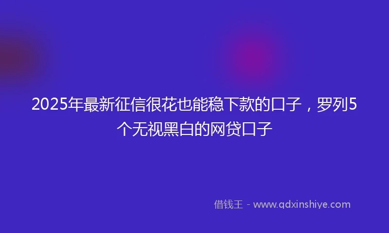 2025年最新征信很花也能稳下款的口子,罗列5个无视黑白的网贷口子