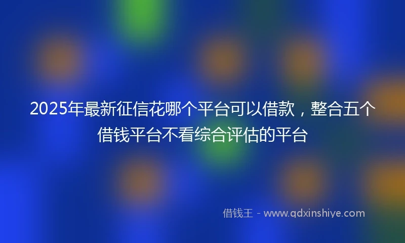 2025年最新征信花哪个平台可以借款，整合五个借钱平台不看综合评估的平台