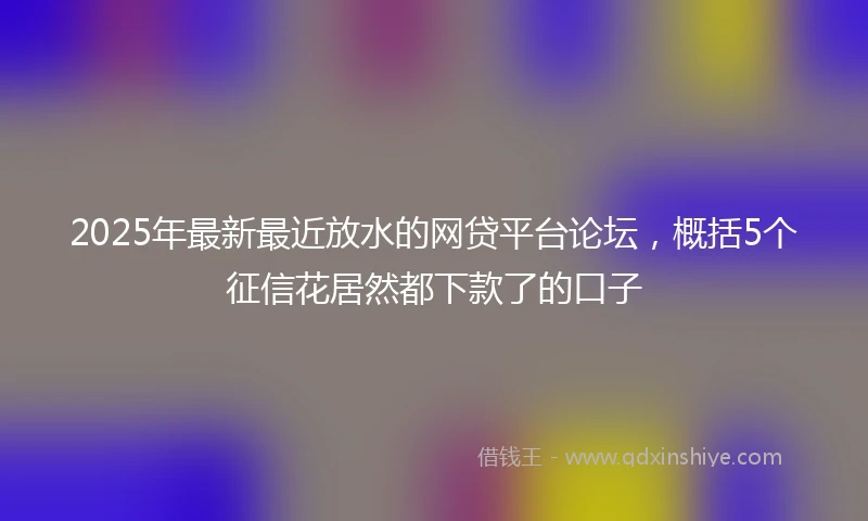 2025年最新最近放水的网贷平台论坛，概括5个征信花居然都下款了的口子