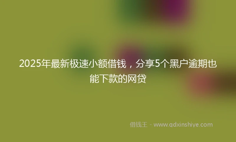 2025年最新极速小额借钱，分享5个黑户逾期也能下款的网贷