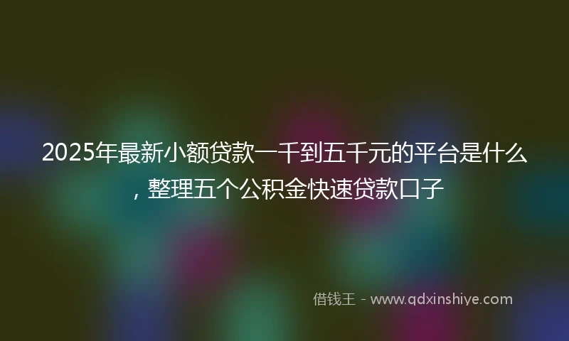 2025年最新小额贷款一千到五千元的平台是什么，整理五个公积金快速贷款口子